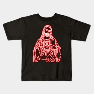 Sacred Heart of Jesus Christ - red neon Kids T-Shirt